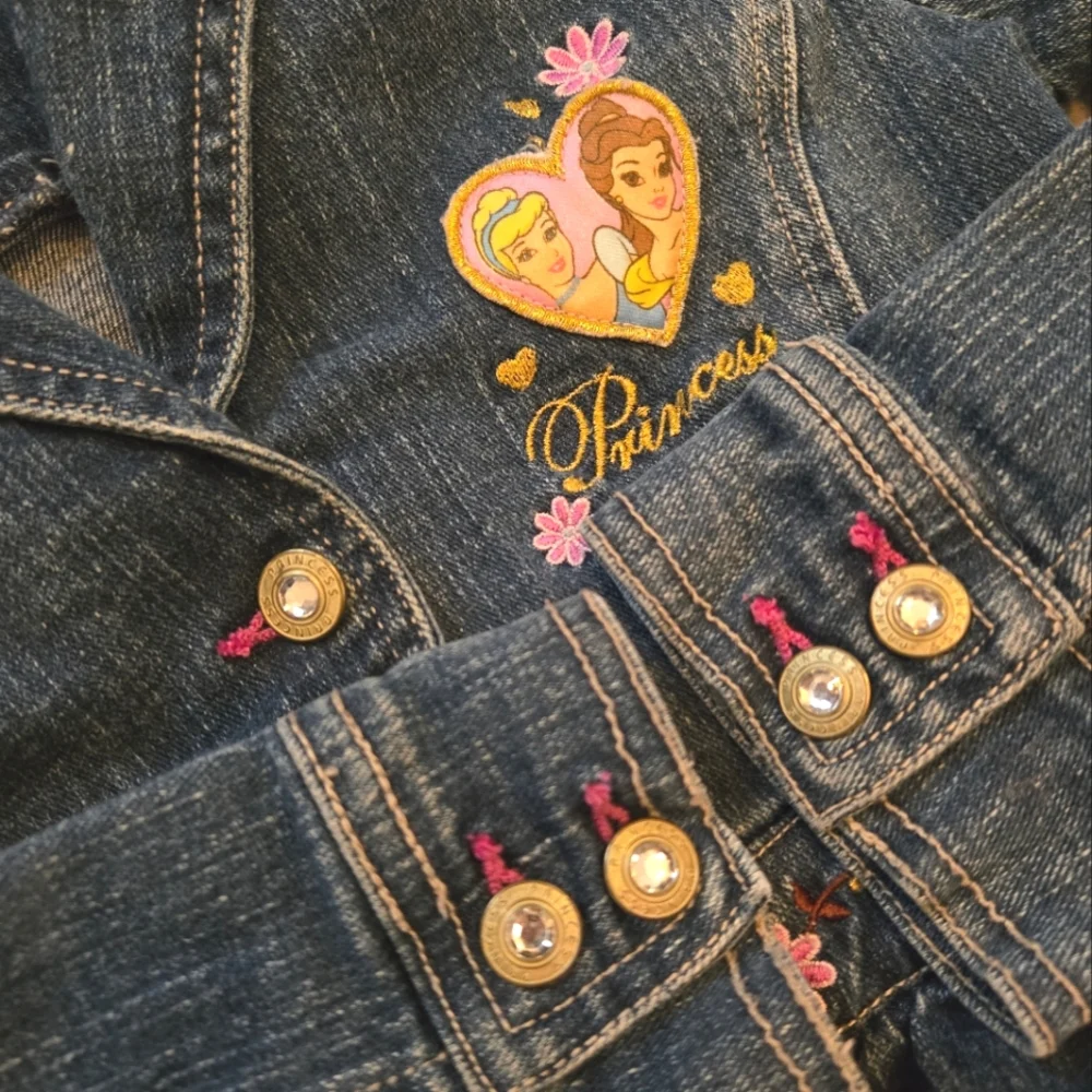 Y2K Disney Princess Belle and Cinderella Denim Jean Jacket